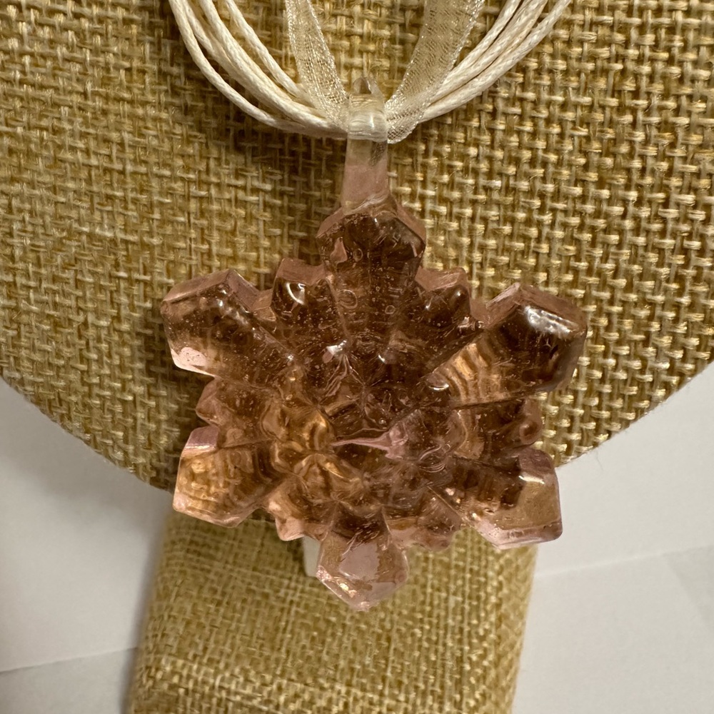Glass Pink Snowflake Pendant Necklace